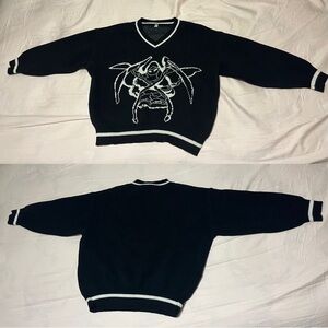 y2k Skull/Reaper V-neck Sweater